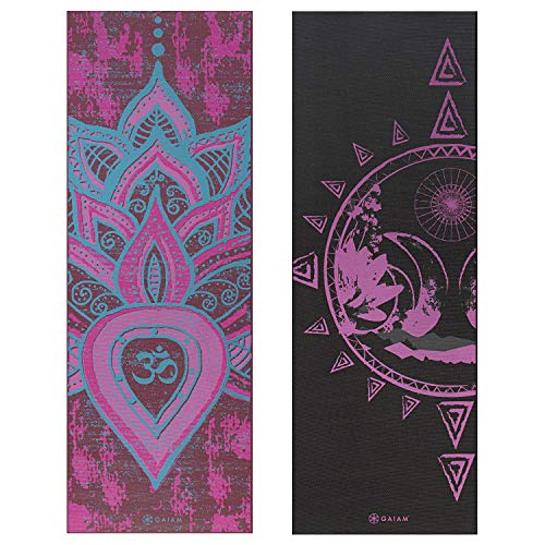 Gaiam-Yoga-Mat-Premium-6mm-Print-Reversible-Extra-Thick-Non-Slip-Exercise-Fitness-Mat-for-All-Types-of-Yoga-Pilates-Floor-Workouts-68-x-24-x-6mm-Thick