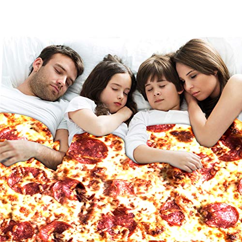 Freesooth Pizza Throw Blanket Novelty Pizza Blanket Funny Food Blanket Comfortable Soft and Cozy Tortilla Throw Blanket for Bed,Couch or Travel