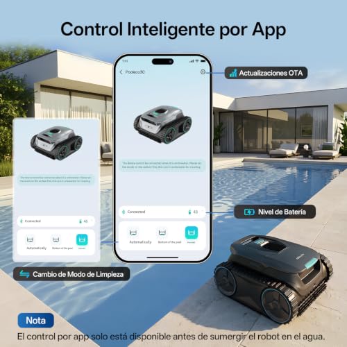 Ultenic Robot Pool Cleaners & Walls, Line, Navigation S&N App | Cleaning Background/Walls/Line, 180min/150㎡, Self-parking, Filter 180μm 3.5L, App Control, Automatic and Wireless