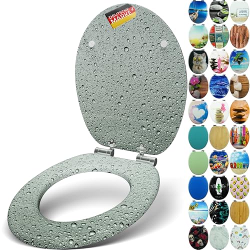 SANFINO® Premium WC Sitz mit Absenkautomatik – hochwertige Toilettendeckel aus Holz, viele bunte Motive, hoher Sitzkomfort, einfache Montage inklusive