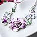 Leegoal Women Plated Oil Drip Rhinestone Flower Bib Necklace Earring Sets