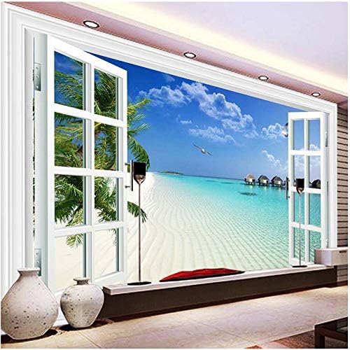 自己接着壁飾り画 カスタム壁画地中海窓風景リビングルームの背景家の