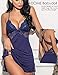 ADOME Women Chemise Lingerie V-Neck Nightie Full Slips Lace Babydoll Sleepwear Dress(S-XXXL)