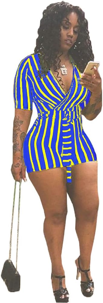 Mintsnow Women's Summer Romper Boho Playsuit African Print Jumpsuits Beach Outfits