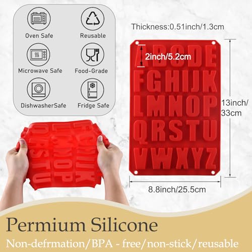Silicone Letter Cake Mold BPA Free, Non-Stick Chocolate Mold Soft and Easy to Release, Decorating Silicone Red Mold Cake Baking Utensils Good Toughness DIY Ice Tray Kitchen Cake Pans