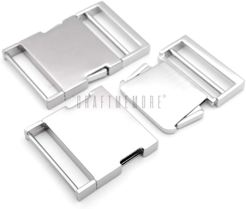 CRAFTMEmore 1 Pc Metal Quick Side Release Buckle Webbing Bag Clip Flat Lock Belt Strap Backpacks Collar - Premium Quality (1-1/2 inch, Silver)