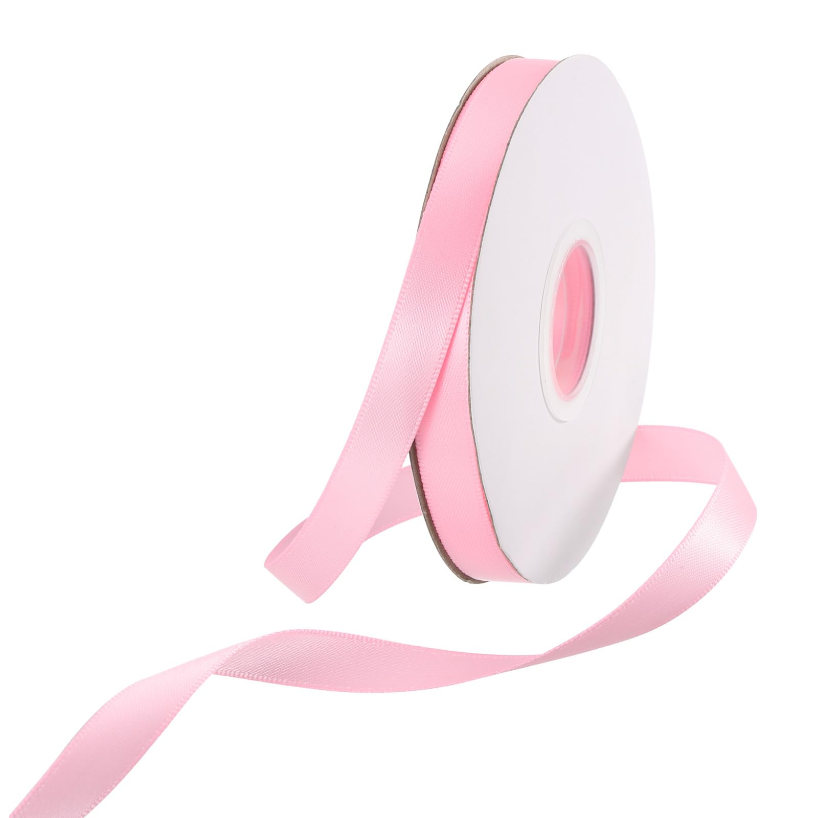 Rebower 10mm Satin Ribbon 46m Thick Double Face Grosgrain Silk Ribbon, [for Gift Wrapping, Hair Bows, Wedding, Cake, Flower] - 50 Yard/150ft/ Coral Pink