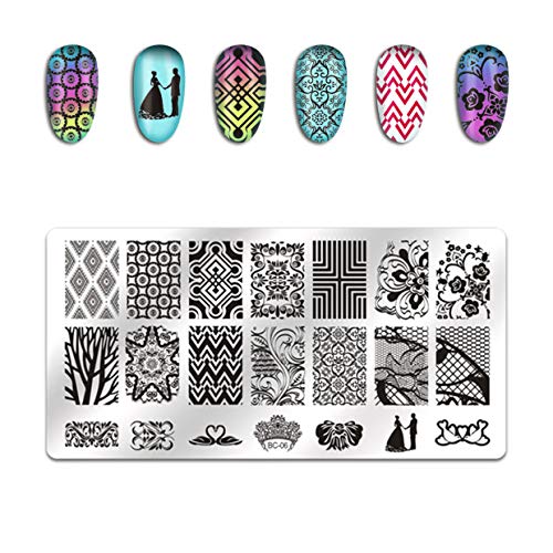 Biutee 5pcs Nail Stamping Plates + 1 Stamper + 1 Scraper Lace Flower Animal Pattern Nail Art Stamp Stamping Template Image Plate Nail Art Stamper Scraper Nails Tool