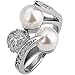 BOHG Jewelry Womens 18K White Gold Plated Cubic Zirconia Bead Love Promise Eternity Ring Wedding Band