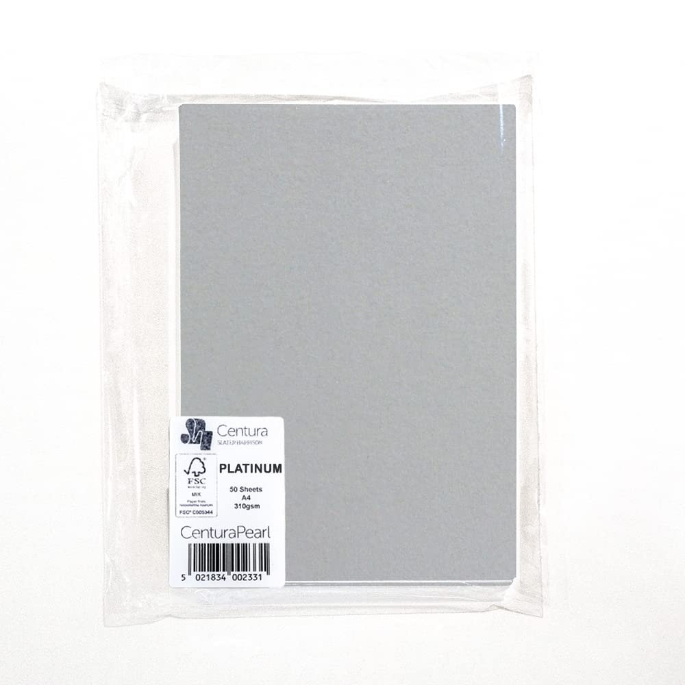 CenturaPearl, pearlescent card 310gsm. A4 pack of 50 Platinum