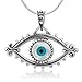 925 Oxidized Sterling Silver Evil Eye Lucky Eye Hamsa Protection Amulet Pendant Necklace, 18