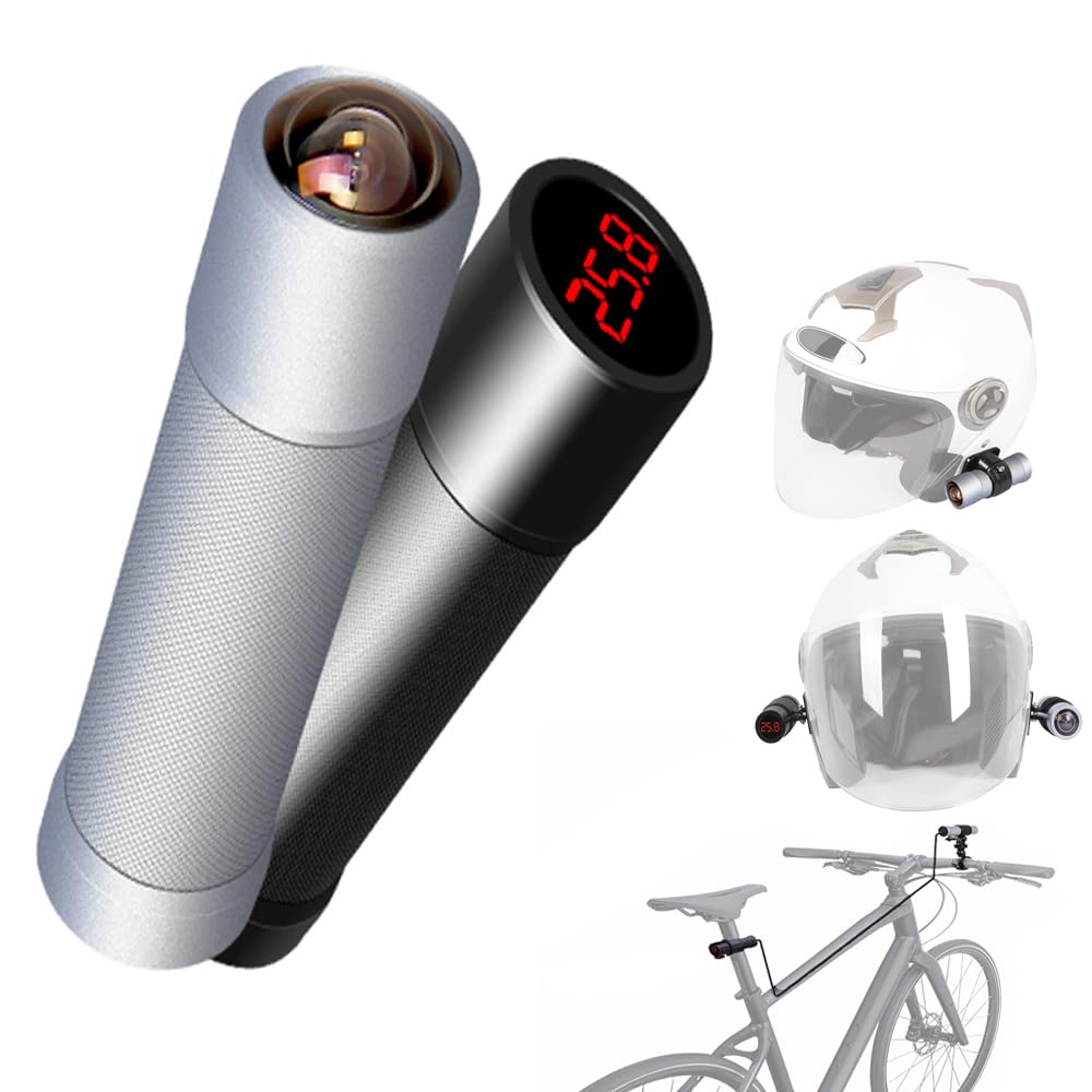 VSYSTO WiFi 4K Bicycle Camera with Temperature Display, Waterproof WDR 170 Degree Wide Angle Motorcycle Bike Helmet Dash Cam Action Camera, Loop Recording, G-sensor