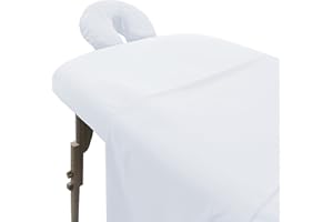 LONDON LINENS Soft Microfiber Massage Table Sheets Set 3 Piece Set - Includes Massage Table Cover, Massage Fitted Sheet, and Massage Face Rest Cover (White)