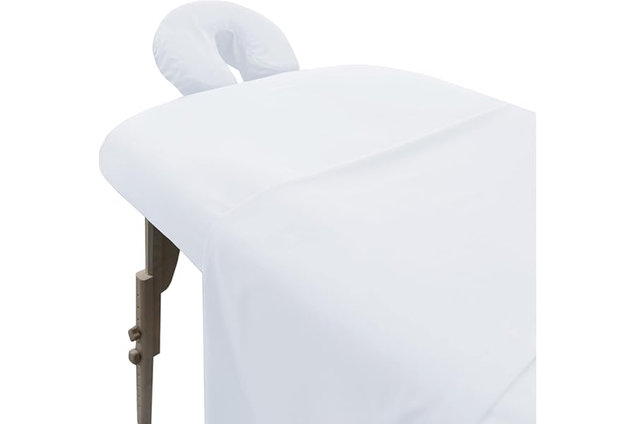 LONDON LINENS Soft Microfiber Massage Table Sheets Set 3 Piece Set – Includes Massage Table Cover, Massage Fitted Sheet, and Massage Face Rest Cover (White)