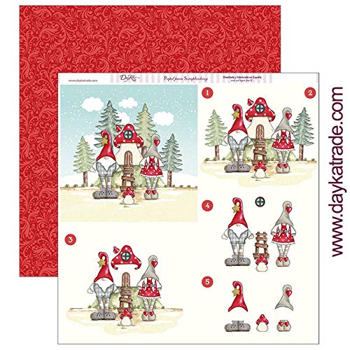 Set of 12 Papers Dayka elf with Mushroom Paper 30x30cm