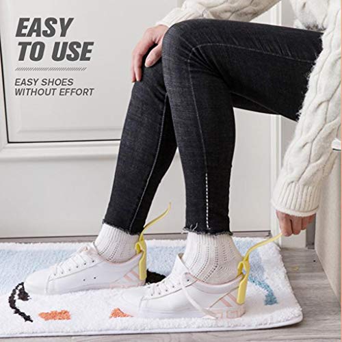 Lazy Shoe Helper, Portable Sock Slider - Handled Shoe Horn - Shoe Lifting Helper Easy on Easy Off, Plastic Shoehorn for Men, Women and Kids - Fits for All Shoes (Blue)