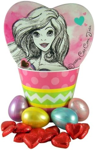 Disney Princess Easter Basket with Heart Shape Ariel Candy Box and Chocolates
