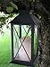 Black Decorative Lantern with Cross Bar Design - LED Pillar Candle with 5 Hour Timer included - Hanging or Sitting Decoration - 13