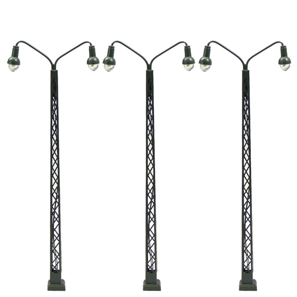 Evemodel 3pcs Model Railway 1:150 Two-lights Lattice Mast Lamp Track Light N Scale Layout LQS43