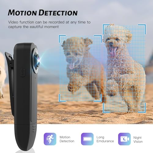 kaysunlink 1080P Mini Sports Camera with 64GB Card, Body Cam, Night Vision, 6 Hours Battery Life, Action Camera for Vlogging, Travel, Security and Work, Black
