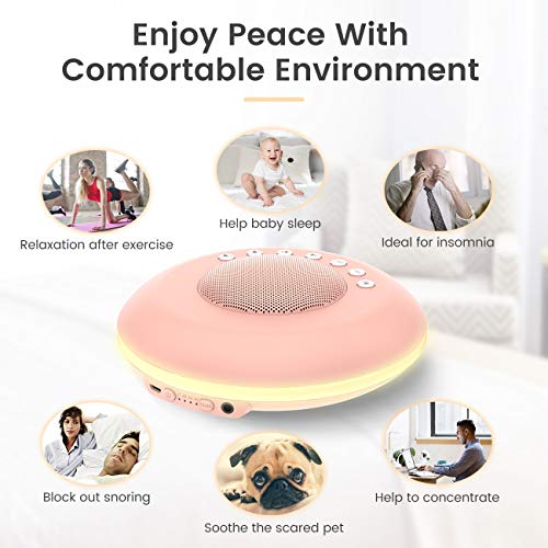 ODOMY White Noise Sound Machine for Sleeping with 20 Non-Looping Soothing Sounds Colorful Gradual Night Light Baby/Kids/Adults Sleep Therapy Sound Machine with Auto-Off Timing and Memory Function - Thumbnail 3