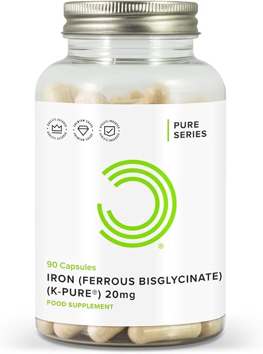 BULK POWDERS Iron Ferrous Bisglycinate Capsules, 20 mg, Pack of 90