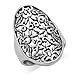 Sterling Silver Huge Long 29MM Detailed Scroll / Filigree Ring - Size 7