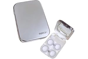 MUDOR Exquisite Contact Lens Case – Mini Contact Lens Travel Kit Box Holder Container Includes Remover Tool with Tweezers and No Leak Contact Case Organizer for Soft & Hard Lens (Mirror Silver)