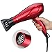 JINRI Professional Household Negative Ionic Hair Dryer 1875W DC Motor Blow Dryer 2 Speeds 3 Heat Settings Cold Shot Button with Styling Concentrator Nozzle(Red)