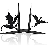 Metal Dragon Bookends Stoppers Holder Stand for Desk Shelf Cool Dragon Book Ends Decorative, Fantasy Dragon Bookends for Bookshelf Decor
