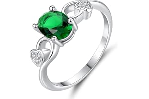 Emsione Women's 925 Silver Plated Oval Creted Morganite Bridal Promise Rings