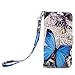 S6 Active Case, Galaxy S6 Active Case, Cellularvilla [Stand Feature] [Slim Fit] Wallet Case, Premium Pu Leather Flip Cover [Card Slots] [Wristlet] for Samsung Galaxy S6 Active G890 (Blue Butterfly)