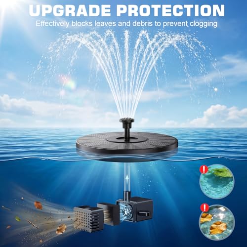 AISITIN 3.5 W Solar Fountain for Outdoor Use (Diameter 180 mm), Solar Fountain for Outdoor Use with Various Fountain Styles and 4 Support Poles for Garden, Pond, Bird Bath, Water Feature