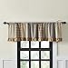 VHC Brands Sawyer Mill Charcoal Farmhouse Curtains for Kitchen Window Topper Linen Plaid Striped Patchwork Ruffled Light Filtering (Valance 19x72)