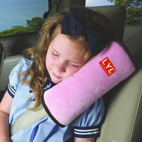 LeadYourLife Comfortable Duplex suede nap children/kids traveling pillow Seat belt pillow shoulder pad Booster car seat pillow Pink