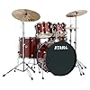 Tama RM52KH6-RDS Rhythm Mate Schlagzeug Set (5-teilig) mit 55,8 cm (22 Zoll) Bassdrum inkl. dreiteiligem Beckenset/6-teiliger Hardware rot