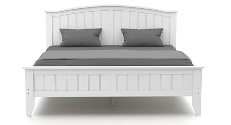 Urban Ladder Wichita Rubber Wood King Size Double Bed (White)