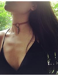 Gargantilla de gamuza, india norteamericana, con plumas, hecho a mano, para mujeres