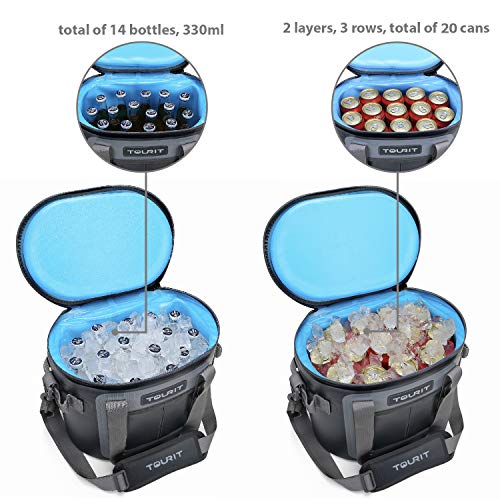 TOURIT Soft Cooler 20 Cans Leak-Proof Soft Pack Cooler Bag Waterproof Insulated Soft Sided Coolers Bag with Cooler for Hiking, Camping, Sports, Picnics, Sea Fishing, Road Beach Trip