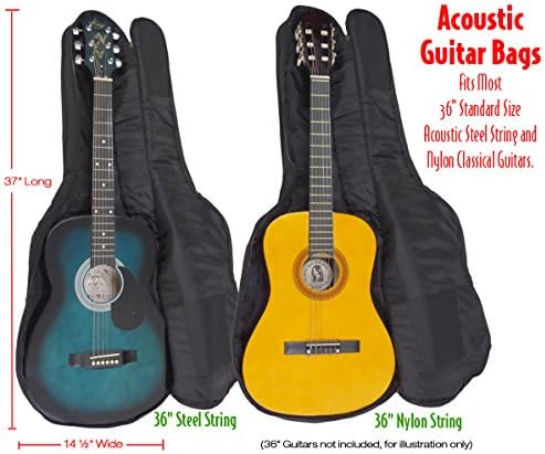 Performance Plus Heavy Duty 600 Denier Nylon 36" Standard 5mm Padded Acoustic Guitar Bag (GB165)