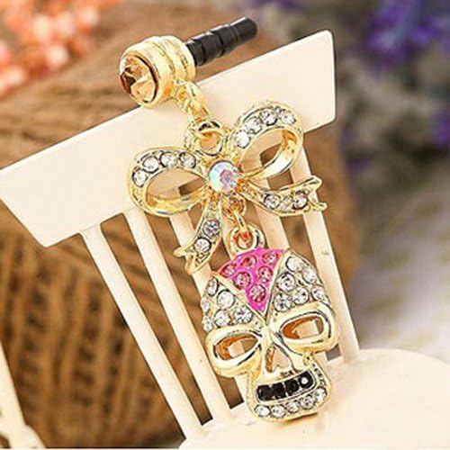 Dust plug - Crystal cave skull with bling rhinestone - Earphone jack accessory anti dust stopper ear cap ear jack for iphone samsung htc 3.5mm