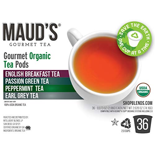 Maud's Organic Tea Variety Pack, 36ct. Recyclable Single Serve Organic Tea Pods Green Tea