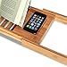 Bathtub Caddy Bamboo Bathtub with Extending Sides, Reading Rack, Tablet Holder, Cellphone Tray and Wine Glass Holder
