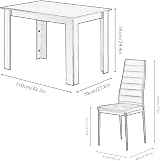 Menaka 5-Piece Modern Wooden Dining Set with 110cm Table and 4 Chairs view 2