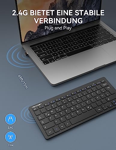 TeckNet X 315 ultra slim wireless Mini keyboard (QWERTZ, 2.4 GHz, 84 keys) black