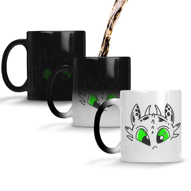SMARTYPANTS Green Eyed Blue Eyed Dragon Kids/Child's Printed Ceramic Mug Coffee Cup (Green Eyed Dragon Prime)
