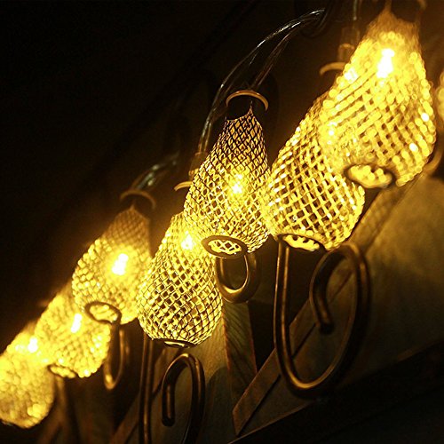 Adecorty Solar String Lights Outdoor, Rain Drop Lights Fairy String Lights 16ft 20 LED Solar Globe String Lights Mesh Ball String Lights for Outdoor Decor Garden Patio Yard Tree Home Wedding Party - Thumbnail 2