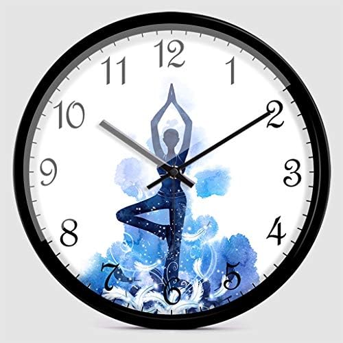 JSFQ Wall Clock Yoga Dressing Clock Table Living Room Simple Wall Clock Bedroom Mute Clock (Color : A, Size : 35cm)