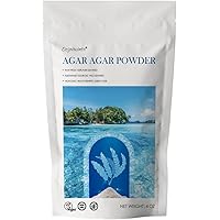 Agar Agar Powder 4 Oz Raw from 100% Pure Seaweed,Vegan Cheese Powder,Gelatin Powder for Baking,Vegetarian Gelling Agent,Flake