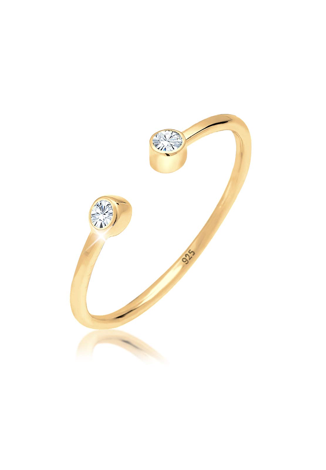 Elli Ring Solitaire Statement Crystals 925 Sterling Silver Gold Plated